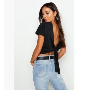 PETITE COTTON TIE BACK T-SHIRT